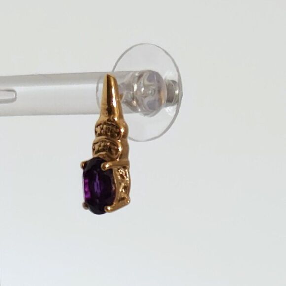 Amethyst Earrings 14K Gold Plated - Picture 7 of 11